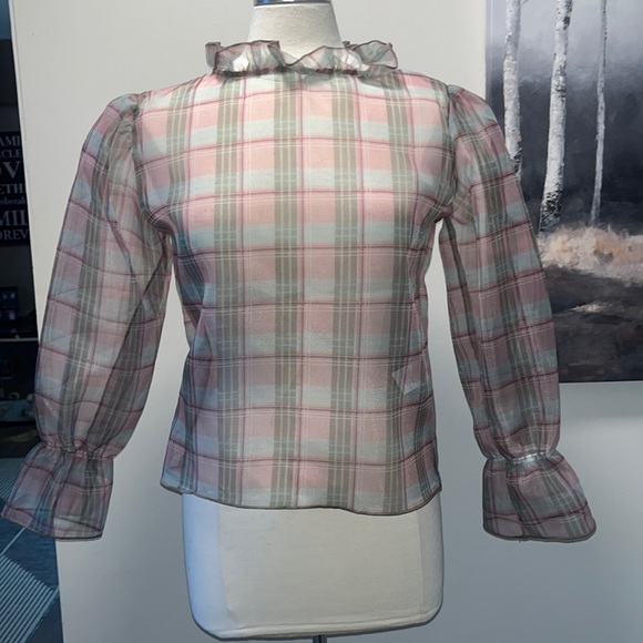 NWT Simon’s -and April sheer plaid blouse - Picture 1 of 6
